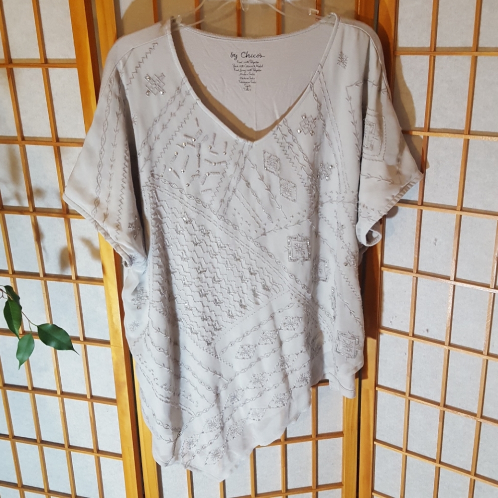 Chico's Sparkly Asymmetrical  Tunic Top